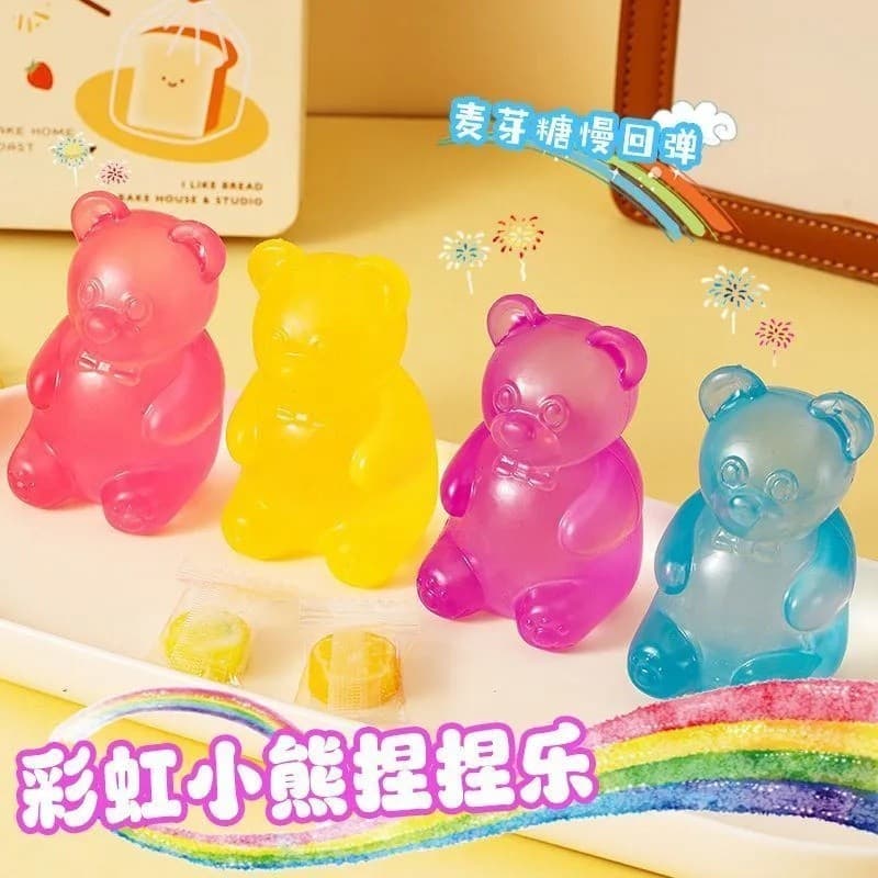 Brinquedo Mole De Recuperação Lenta De Maltose De Urso Arco-Íris , Boneca De Estresse De Borracha Macia Transparente , H