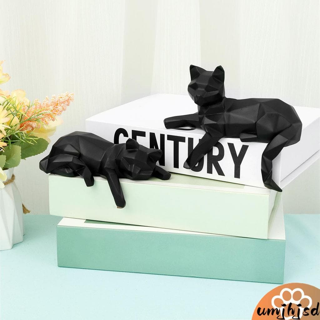 2 Pçs Estante Decoração Estátua De Gato Moderno Geométrico Estatueta Para Sala Estar Escritório Prateleira Mesa Café SHO