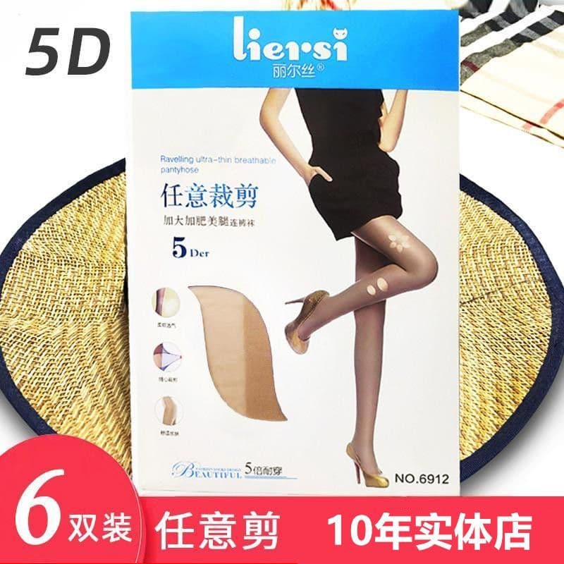 Liers 6912 corte arbitrariamente 5D ultrafino Anti-gancho seda verão meia-calça feminina invisível 6 pares
