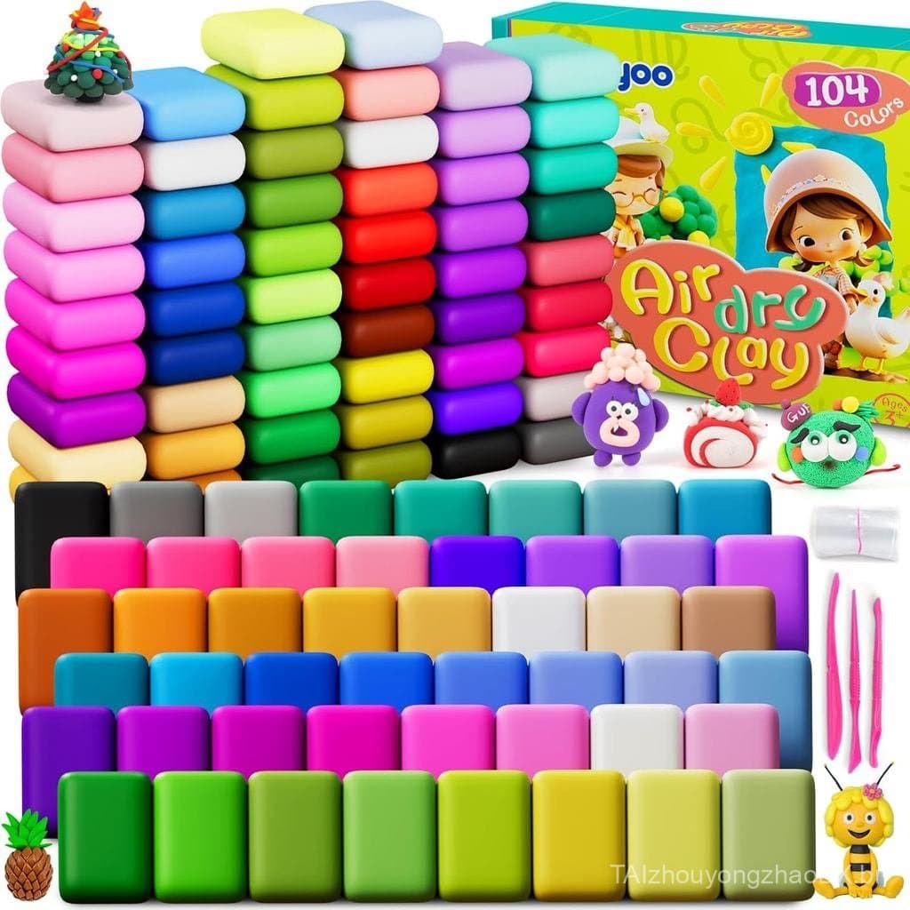 Ixiaoyoo Massa Mágica de Secagem ao Ar para Crianças, Kit de Modelagem DIY com 104 Cores, Macia e Não Pegajosa, Brinqued