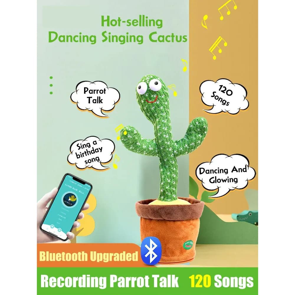 【Decoração de Festa】Cactus Dançante & Cantante Pelúcia Eletrônica com Luz Pelúcia/Música/Presente