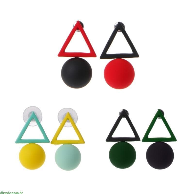 dingdongaa 1 Par Coreano Para Brincos Triangulares Redondos Assimétricos Joias E Homens