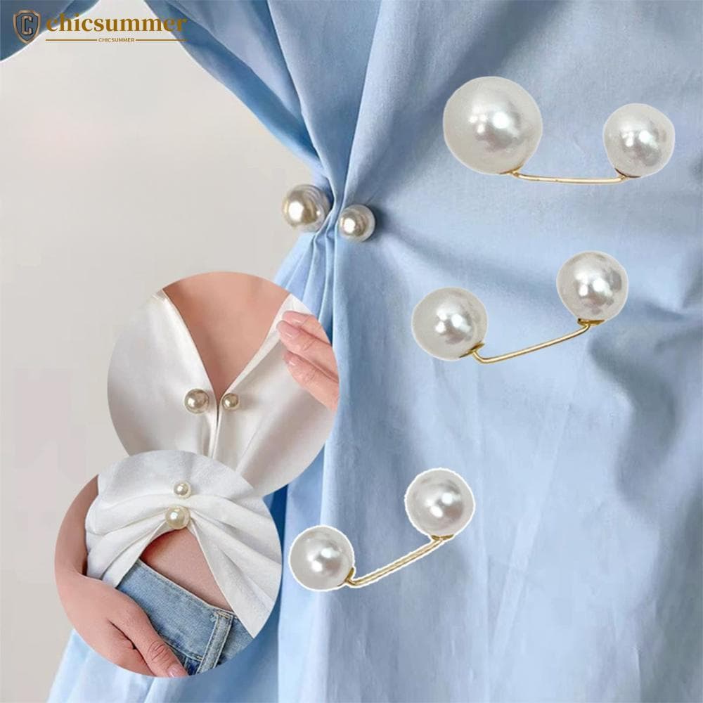CHICSUMMER Liga Falso Pérola Cintura Fixação Broches Pinos Vestido Saia Colarinho Pino Ajuste Moda Acessórios De Roupas