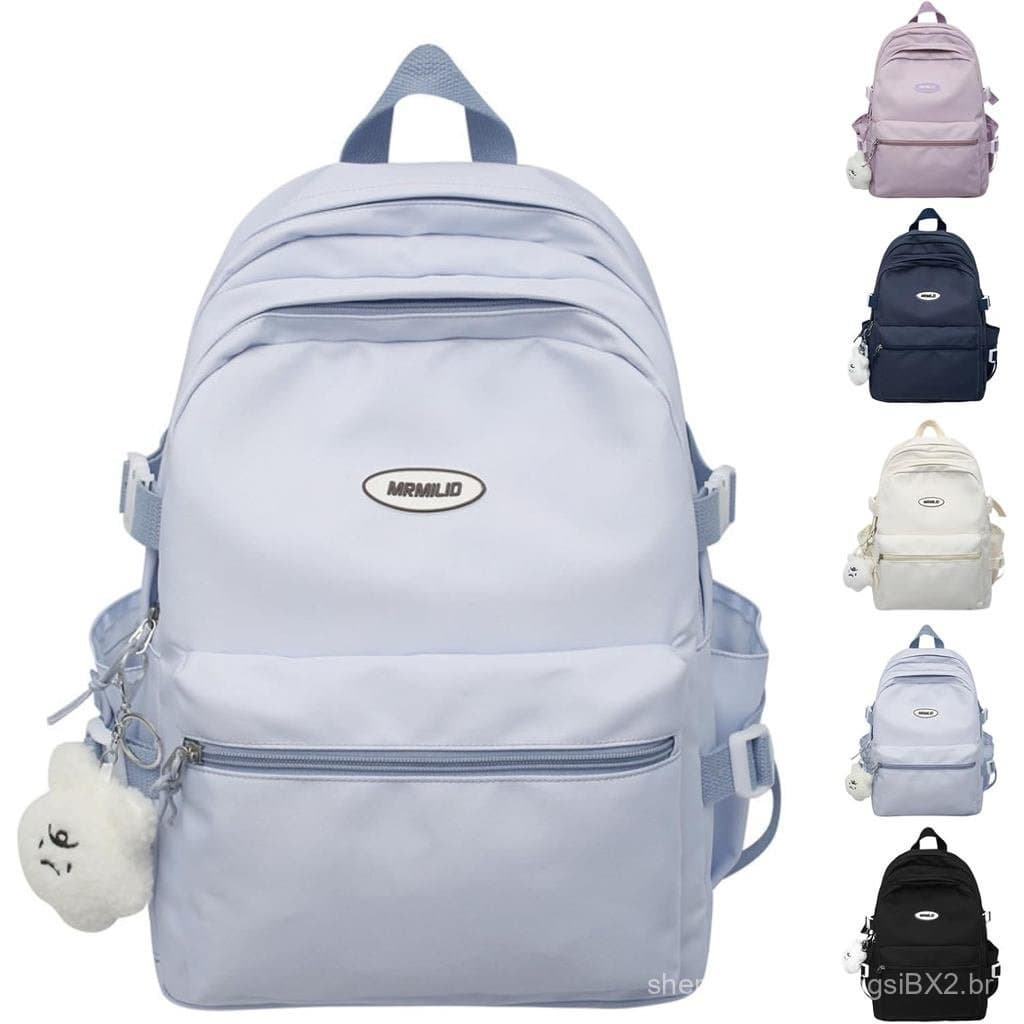Mochila Kawaii VTTDB com Acessórios Fofos, Mochila Casual Estética, Bolsa Simples para Laptop, Mochila de Viagem Imperme