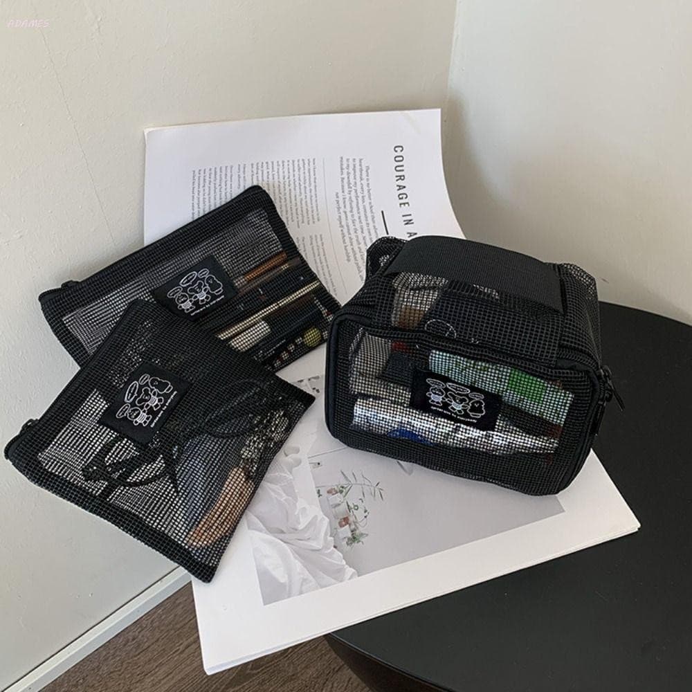 Bolsa De Maquiagem De Malha ADAMES , Cosmética Leve Com Grade De Visibilidade Portátil Transparente Zíper
