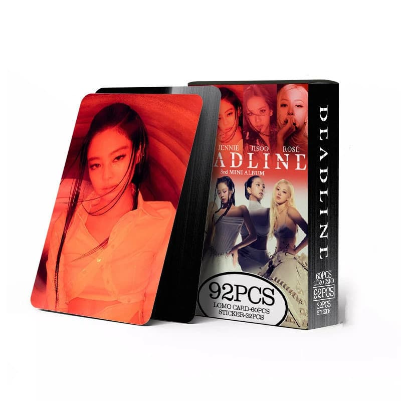 92 Unidades/Caixa Cartões Fotográficos Preto Rosa DEADLINE KPOP LOMO Cartão