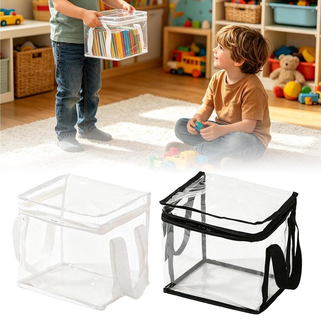 Bolsa Organizadora Transparente Com Alças , Recipiente De Armazenamento À Prova D'água De Grande Capacidade Para Blocos