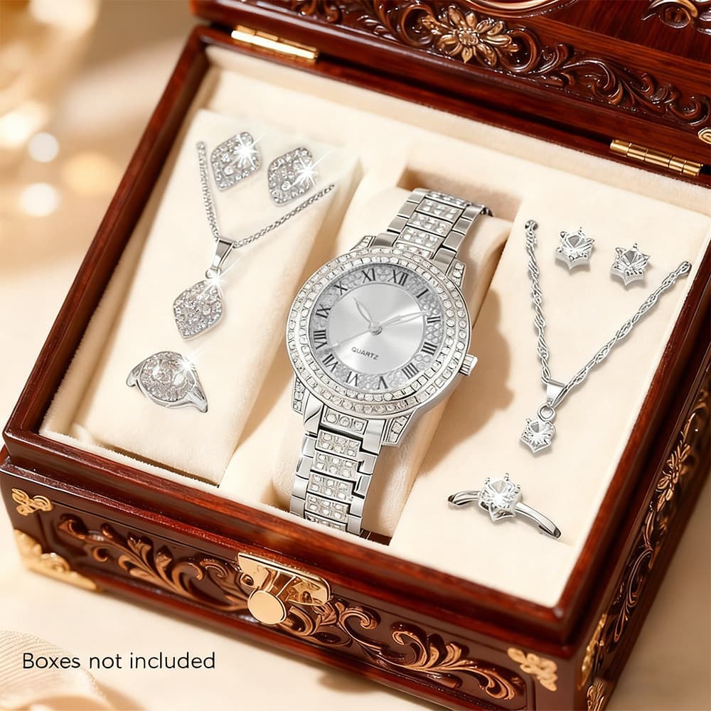 Senhoras relógio diamante jóias relógio feminino relógio de quartzo relógio Digital colar relógio de pulso conjunto