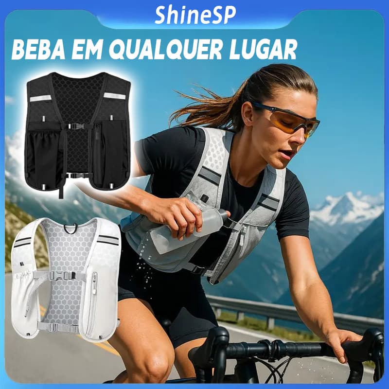 Mochila de Hidratação Para Corrida Colete Reflexivo Trilha Bolsos Para Celular e Garrafa-Com Faixas Refletoras