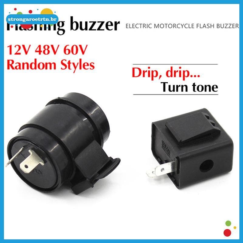 strongaroetrtn Pisca Relé Sinal De Volta DC 12V 48V 60V 2Pins Buzzer Beep Flasher Indicador Piscas Sinais De Luz br