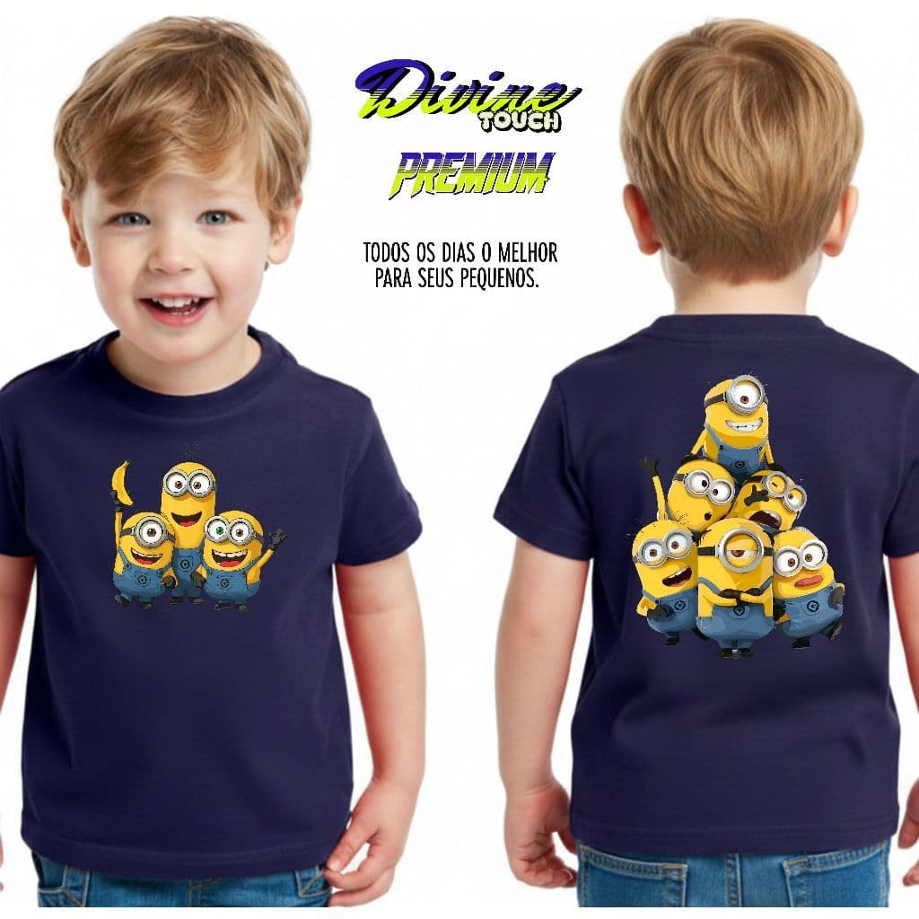 Camiseta Infantil Streetwear Malha 100% Algodão Camisa Juvenil Estiloso Desenho Minions