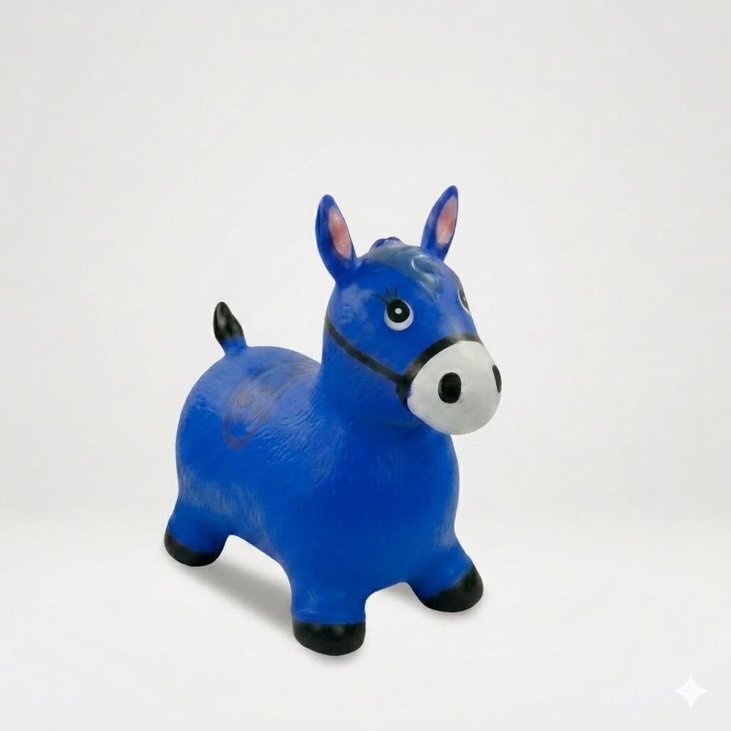 Cavalinho De Borracha Upa Upa Azul Pulapula Brinquedo Musical