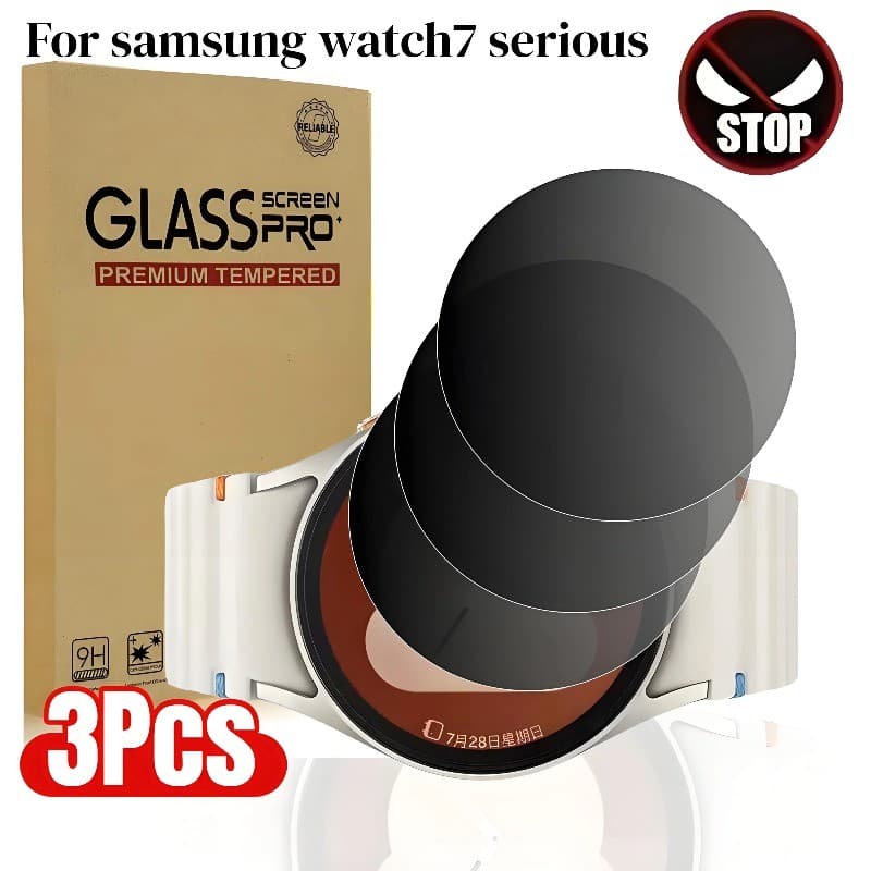 Filme De Vidro Temperado Transparente De Privacidade Anti-Espião De 3 Unidades Para Samsung Galaxy Watch 8 7 6 5 Classic