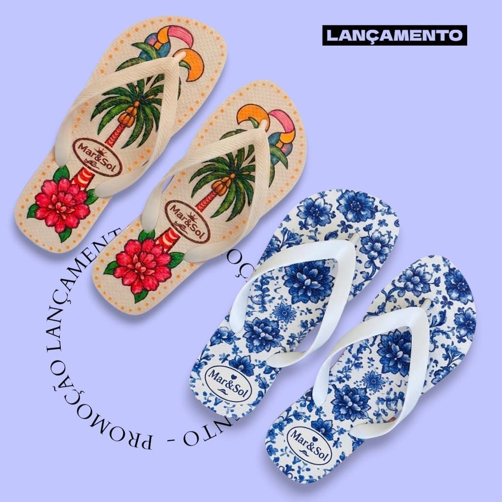 2 pares chinelos feminino estampas variadas lançamento Moda 26/27 Original
