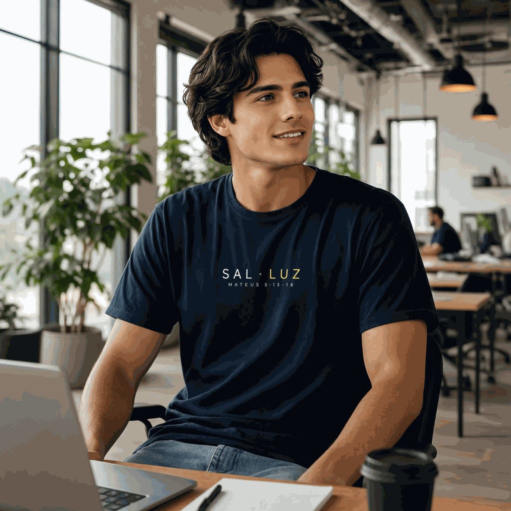 Camiseta Sal Luz Mateus 5:13-16 Cristã Algodão Premium Manga Curta Estilo Minimalista Casual