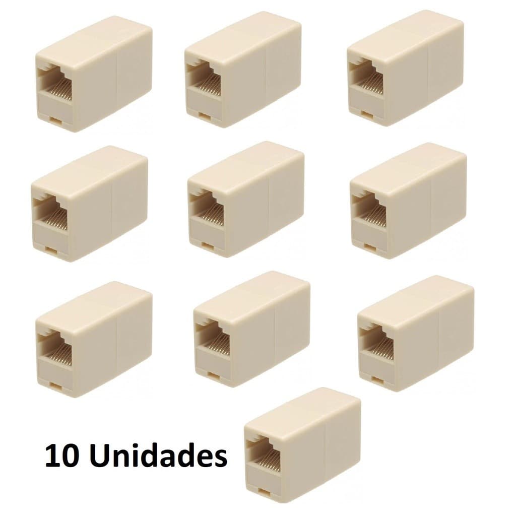 Kit com 10 Peças Emenda RJ45 para Cabo Rede