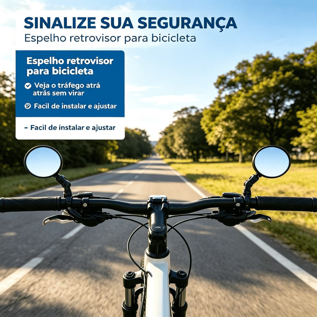 2 Espelhos Retrovisores de Guidão Acessórios de Bicicleta Grande Angular Rotação de 360 ​​Graus Seguro e Confiável