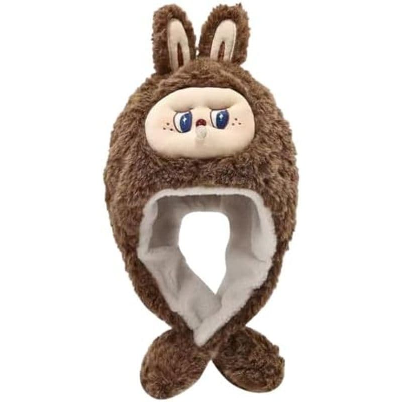 Chapéu De Pelúcia De Coelho Para Crianças Inverno Animal Com Abas De Orelha Macio E Quente & amp ; Adolescentes-Tamanho