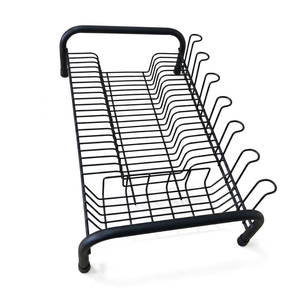 Escorredor de louças para 20 pratos e 7 copos mais talheres pintado Branco, Preto