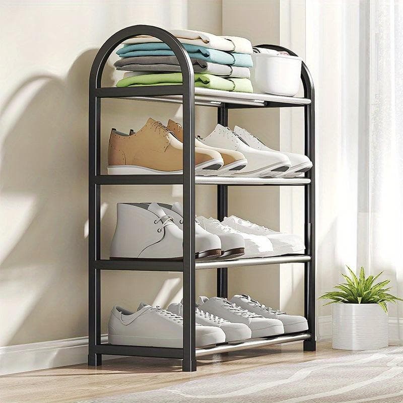 Estante de Sapatos Multicamadas, Economiza Espaço, Design Contemporâneo de Pé, Plástico Durável para Dormitórios e Casas