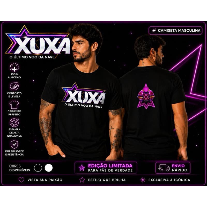 [Camiseta Premium em Algodão Puro]LA  Camiseta Xuxa O Último Voo da Nave | Show 2026 | Fã | Unissex | Algodão