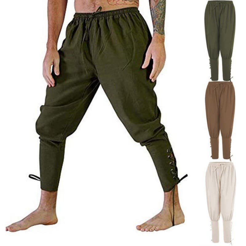 Calças casuais masculinas tornozelo Medieval navio pirata Calças