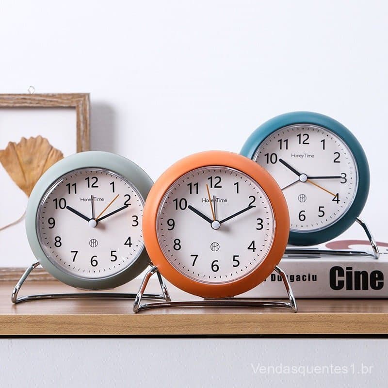 Relógio De Alarme Redondo/Quadrado E Silencioso De 4 Polegadas Em Estilo Nórdico Simples Moderno Relógio Decorativo