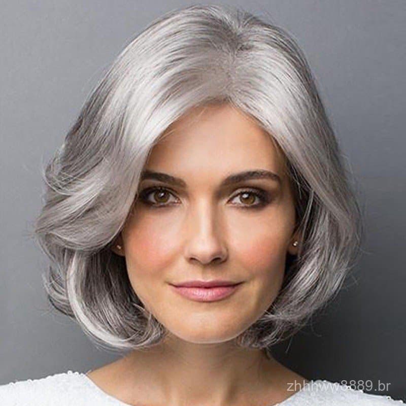 Peruca de comércio exterior para mulheres europeias e americanas, mães de meia-idade e idosas, cabelo curto cacheado cin