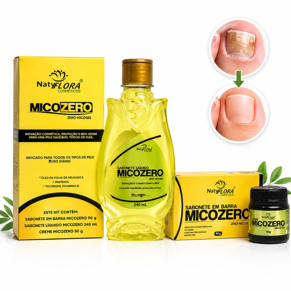 Kit Mico Zero 3 Itens Mikoziu Tratamento para Micoses de Unha Clareamento de Manchas Cuidado da Pele