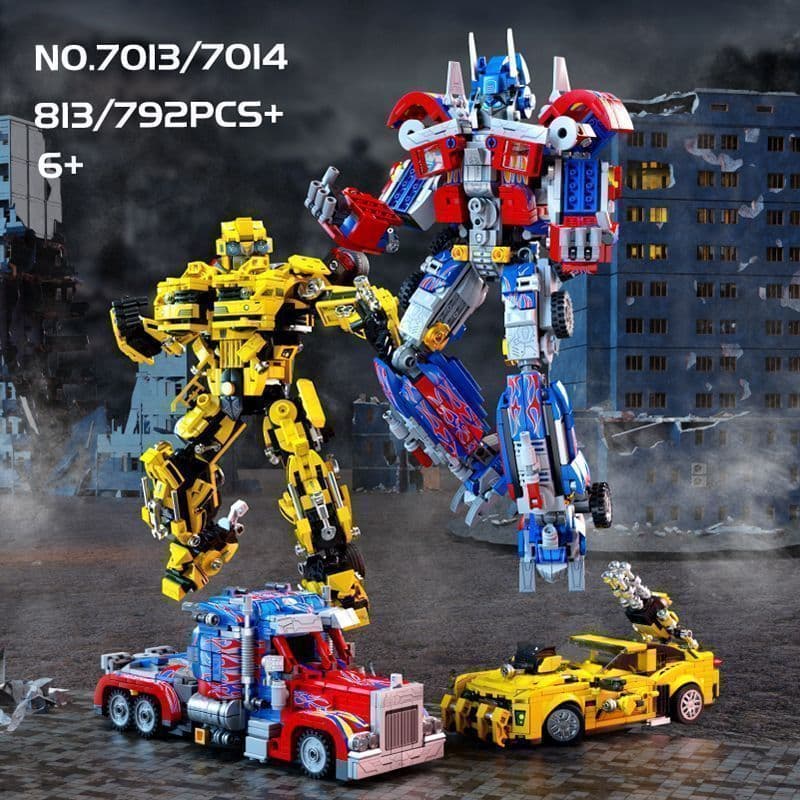 Compatível com blocos de construção Lego Transformando Bumblebee King Kong Optimus Prime Mecha Car Robot Boy Montagem de