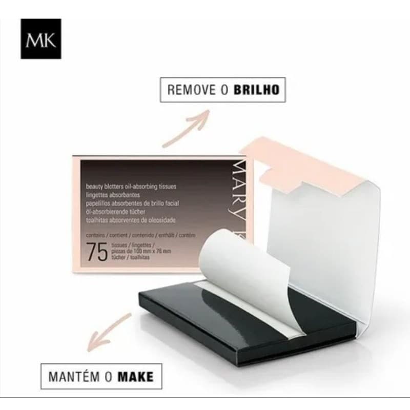 Lenço de Papel Antibrilho da Pele - Retira oleosidade sem retirar maquiagem - torna a pele matte - oleosidade - Mary Kay