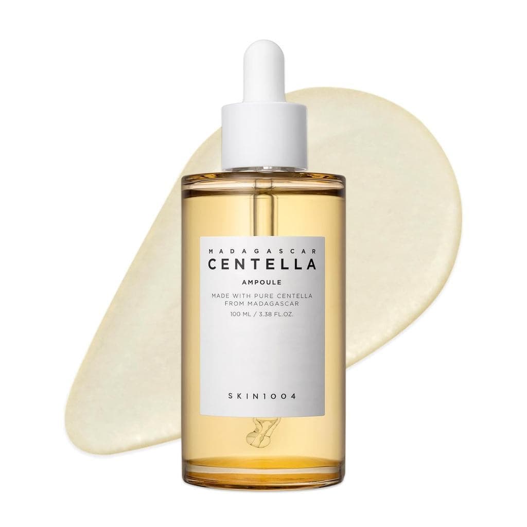 SKIN1004 Madagascar Centella Asiatica Ampoule, um sérum facial coreano contendo centella asiática, usado para cuidados d