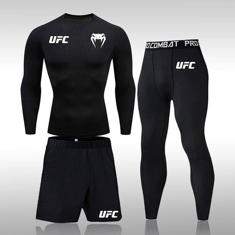 Roupa de Treino Fitness UFC para Corrida e Academia, Secagem Rápida, Estilo Justo Oruo, Conjunto Esportivo Yo0N