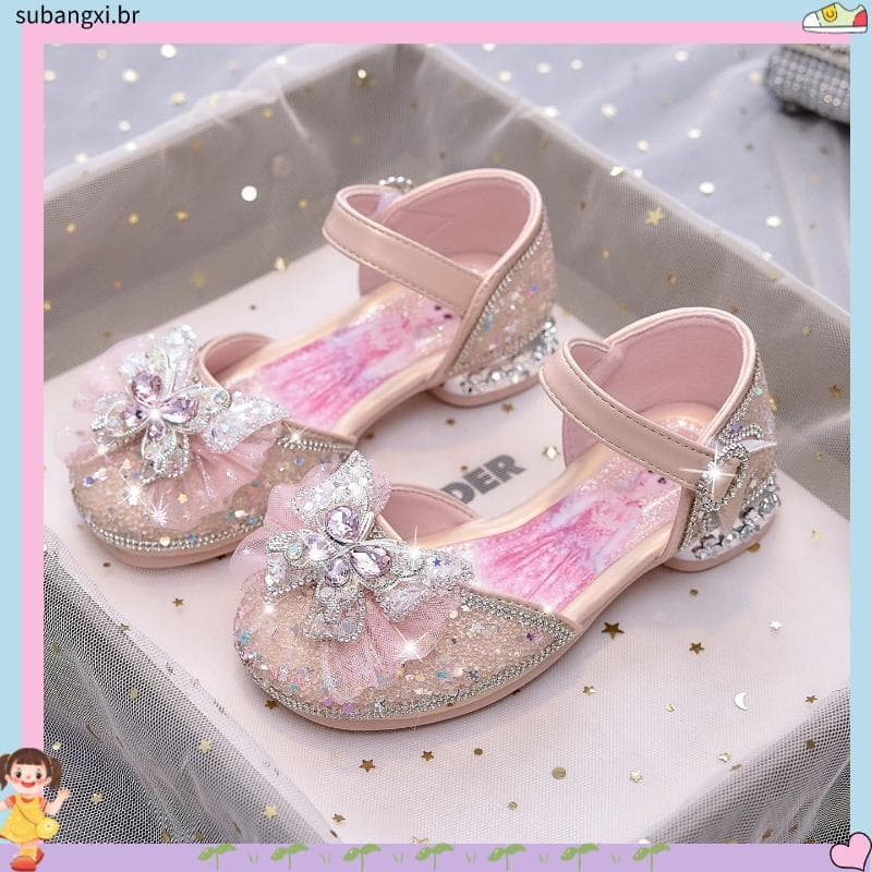 Meninas princesa sapatos pequenos sandálias de salto alto 2026 verão novo estilo cristal borboleta menina sapatos de dan