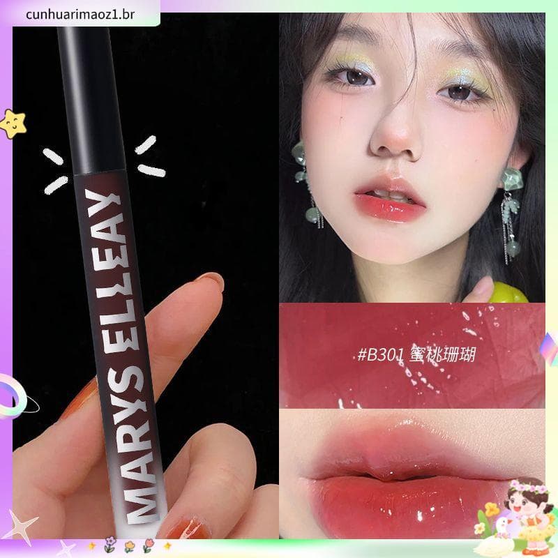 Li Jiaqi recomenda brilho de água pequeno espelho preto esmalte labial não desbotado copo antiaderente estudante batom b