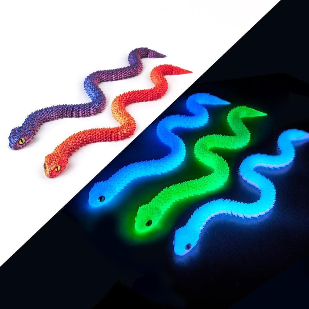 5 Peças de Brinquedos Antiestresse em Forma de Cobra Impressos em 3D de 12 Polegadas, Cobras Articuladas, Brilham no Esc