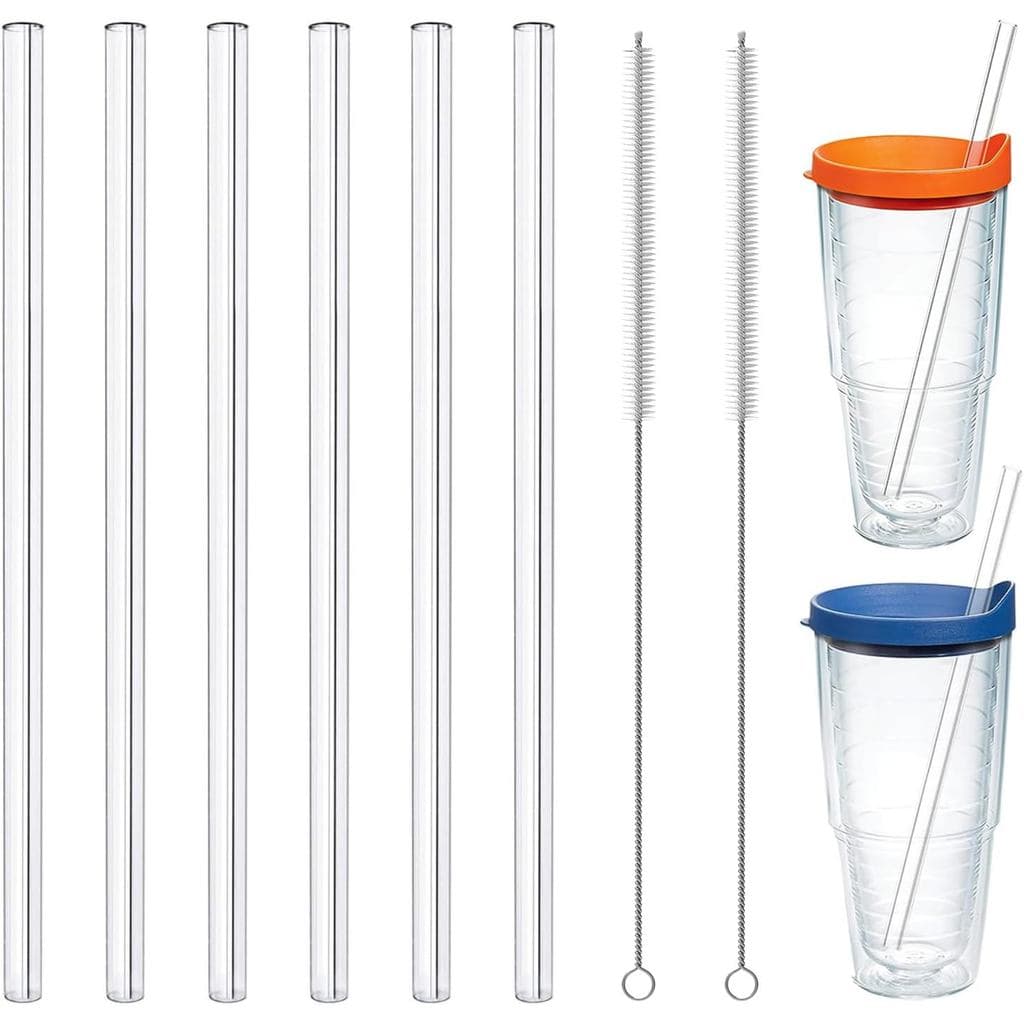 Canudos de Substituição Compatíveis com Copos Térmicos Tervis de 24oz, 6 Canudos Retos Reutilizáveis de Tritan Transpare