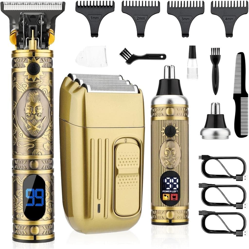 Máquina de Cortar Cabelo Saoilli para Homens, Conjunto Profissional de Aparador de Barba Sem Fio, Aparador de Barba e Ap