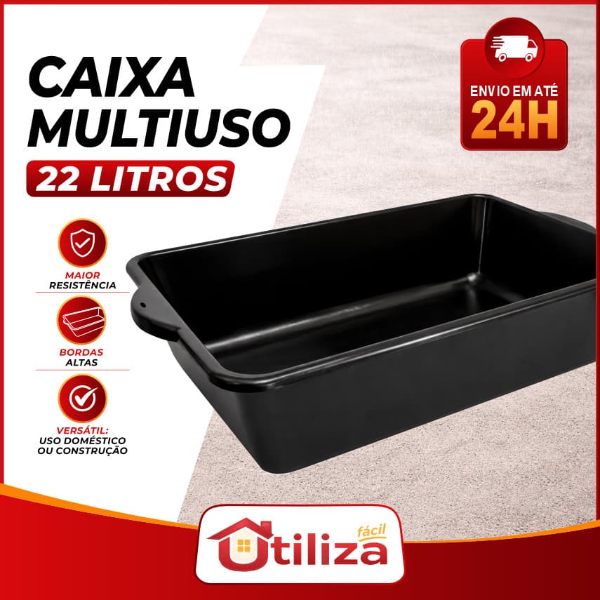 Caixa Plástica 22lts Multiuso Pedreiro Obra Construção Para Mexer Massa Cimento e Tintas