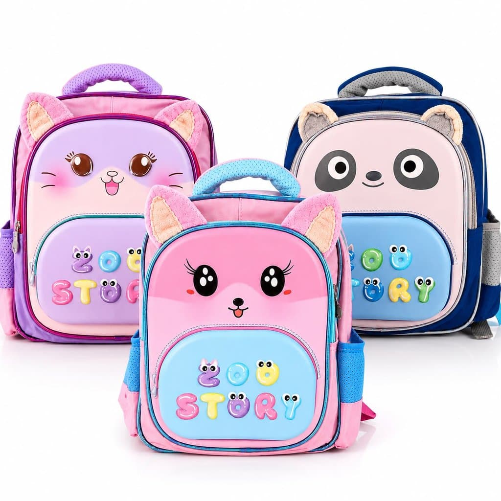 Mochila Infantil Feminina Menino 3D Fofa Escolar Creche Pré-Escola em Poliester Média Volta ás Aulas