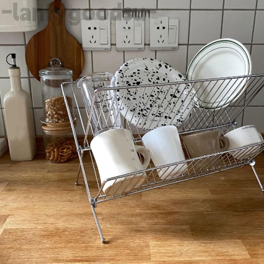 Rack De Secagem De Pratos LANFYGOODS , Suporte De Armazenamento De Drenagem Espessado De Aço Ferrugem , Malha Oca
