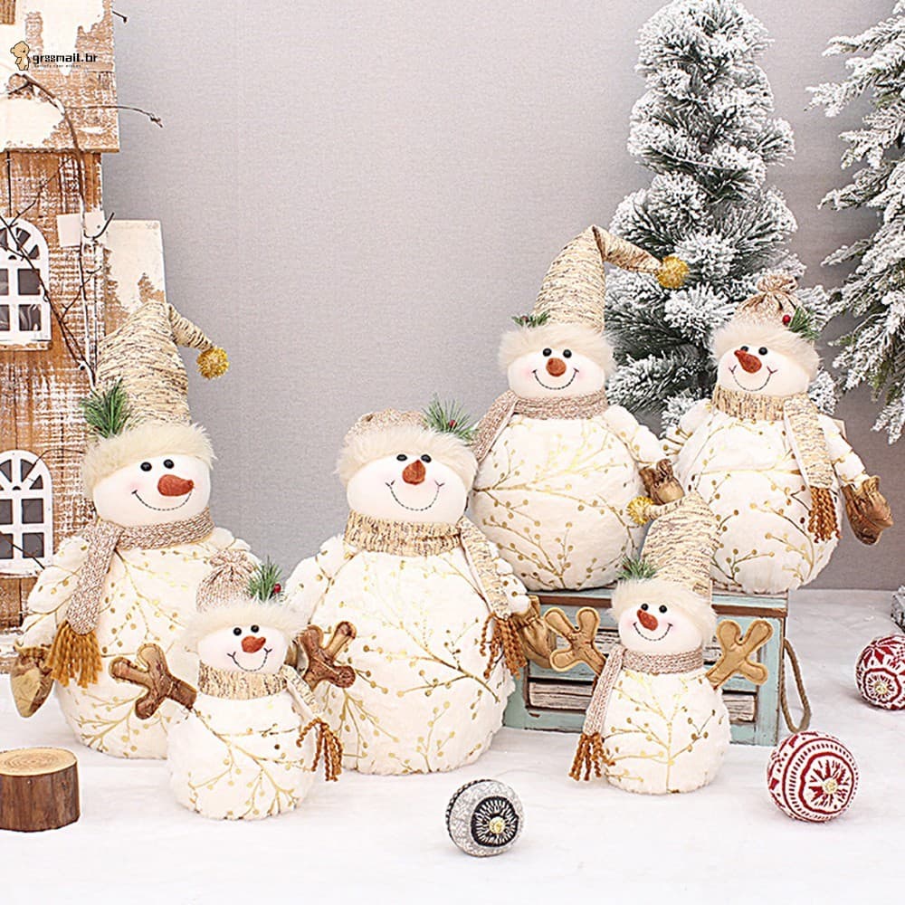 Enfeites De Pelúcia De Boneco De Neve De Natal-Decoração Impressa Para Lareira De Estante De Mesa