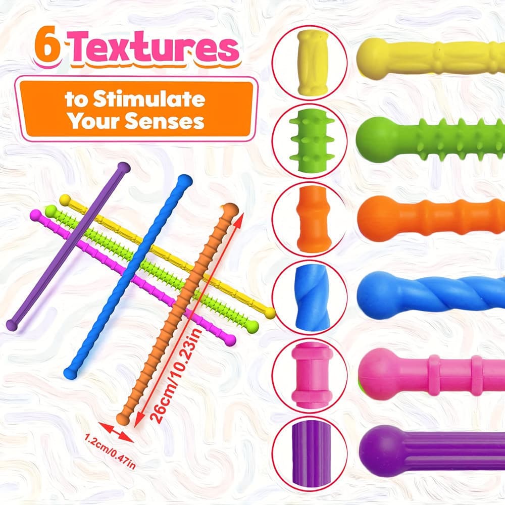 Colorido 6 Pacote Sensorial Varas Brinquedos Fidget Brinquedo Para Alívio De Ansiedade Do Estresse Crianças Adultos Apre