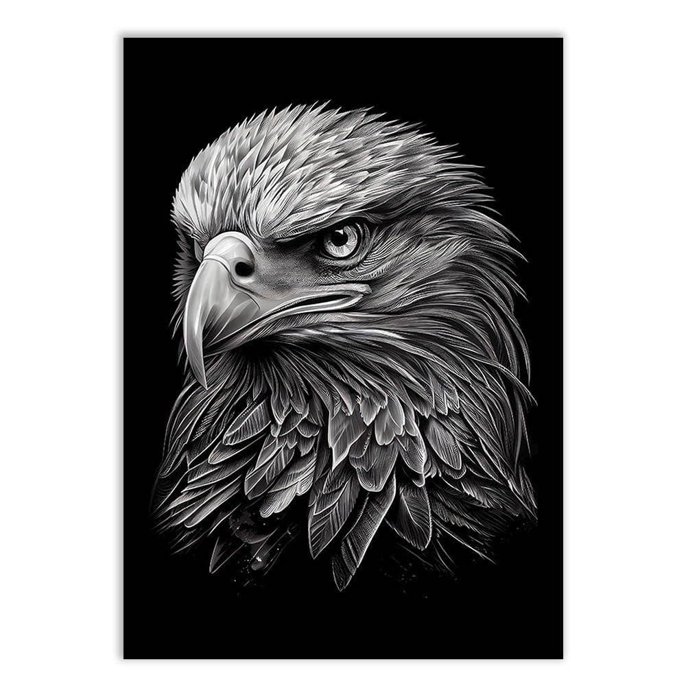 Placa Quadro Decorativo Águia Foco Ilustração Preto Branco Quadro Decorativo Decoracao Sala Quarto Parede