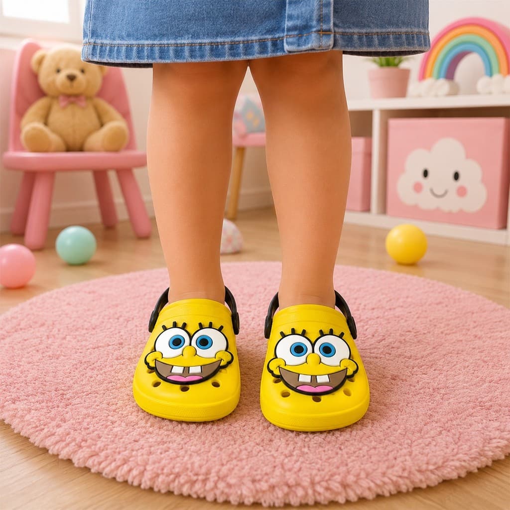 Sandalia Papete Infantil Bob Esponja Menino Menina Leve Confortável Antiderrapante Casual Praia Passeio Escola Dia a Dia