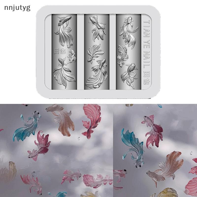 1pc 3D Tridimensional Esculpido Lótus Com Unhas De Peixe DIY Design Silicone Modelos De Arte Do Prego Molde De
