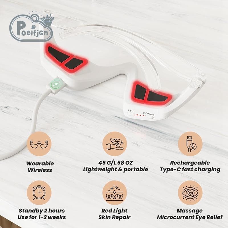 Massageador De Olhos Com Terapia De Luz Vermelha Sob Os , Dispositivo De Relaxamento 3D Para Reduzir Olheiras , Suavizan