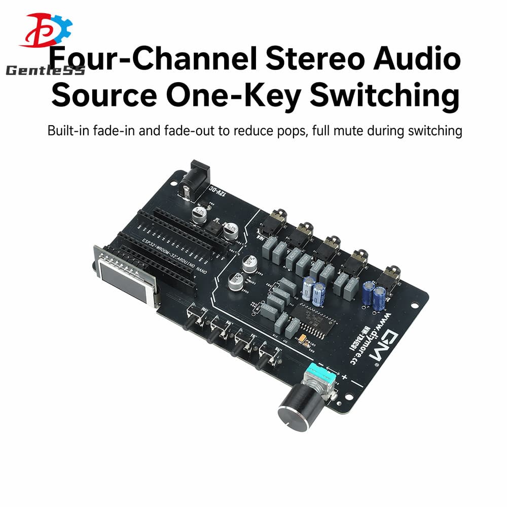 Controlador De Áudio Digital DC7-12V TDA7440 Módulo De Entrada Estéreo De 4 Canais Com Tela De Exibição ST7735 De 1.8 Po