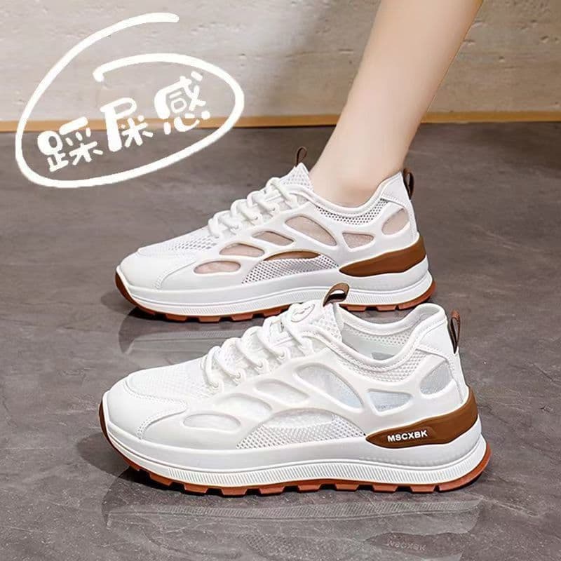 Tênis feminino malha estilo fino respirável leve All-Match esportes sapatos femininos 2026 verão única malha oco