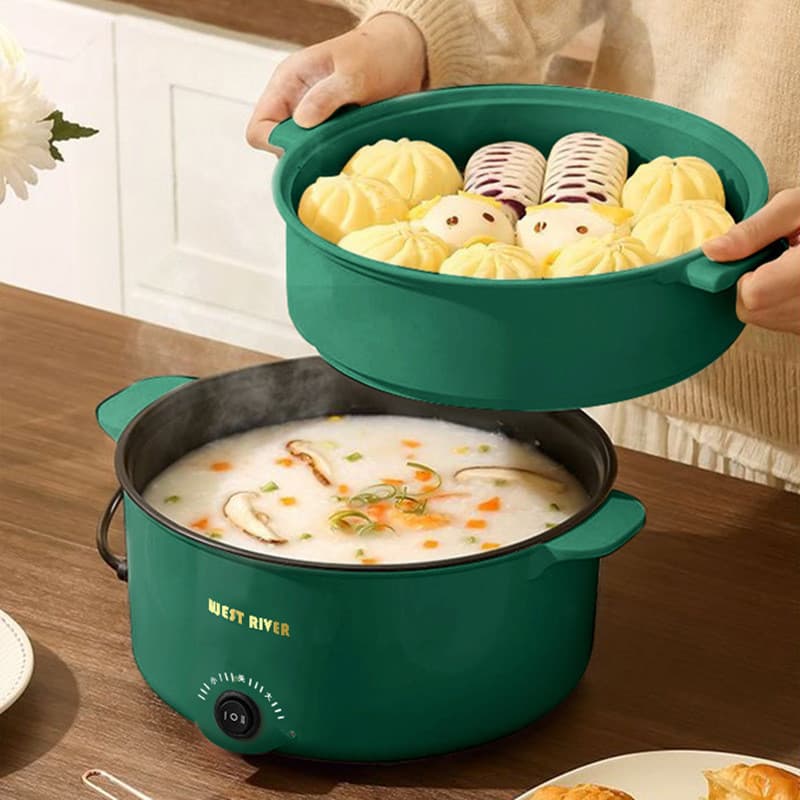 Panela quente elétrica tudo-em-um wok elétrico wok multifuncional panela a vapor fritar antiaderente vapor elétrico